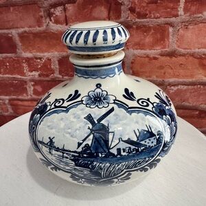 Vintage Liquor Decanter Jug Delft Blue Hand Painted Bols 6807G Dutch Holland